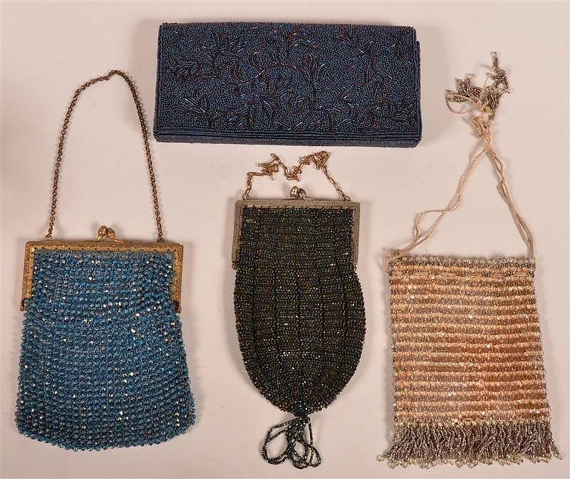 Appraisal: Four Ladies Mesh and Beaded Handbags Four Ladies Mesh and