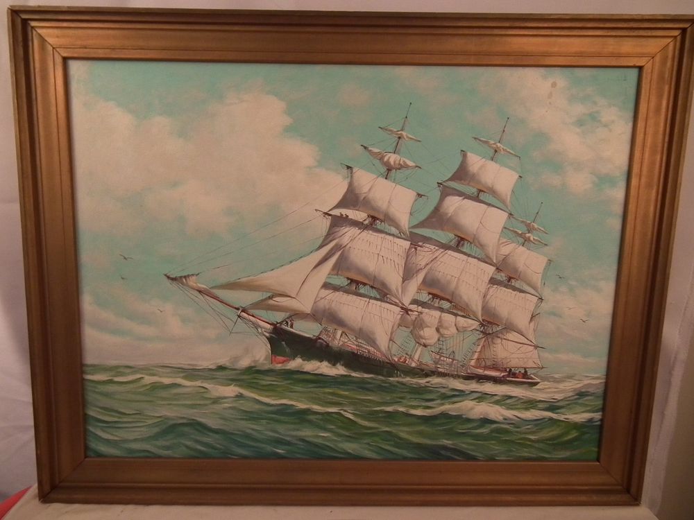 Appraisal: SILVA FERNANDES CLIPPER SHIP PAINTING Large vintage signed oil painting