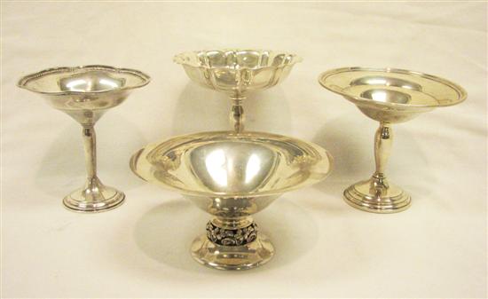 Appraisal: Four sterling compotes one with pierced floral and foliate standard