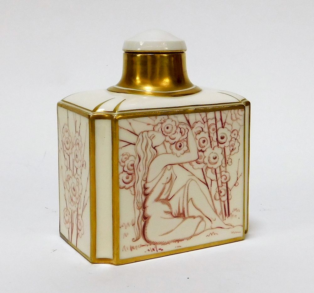 Appraisal: Albert Martine Sevres Porcelain Art Deco Tea Caddy Albert Martine