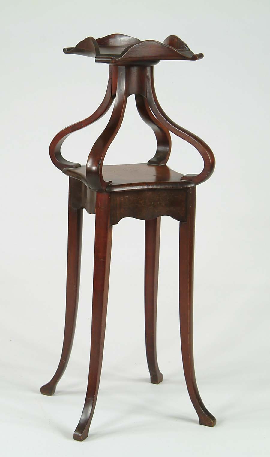 Appraisal: INTERESTING MAHOGANY ART NOUVEAU STYLE STAND Two tier stand has