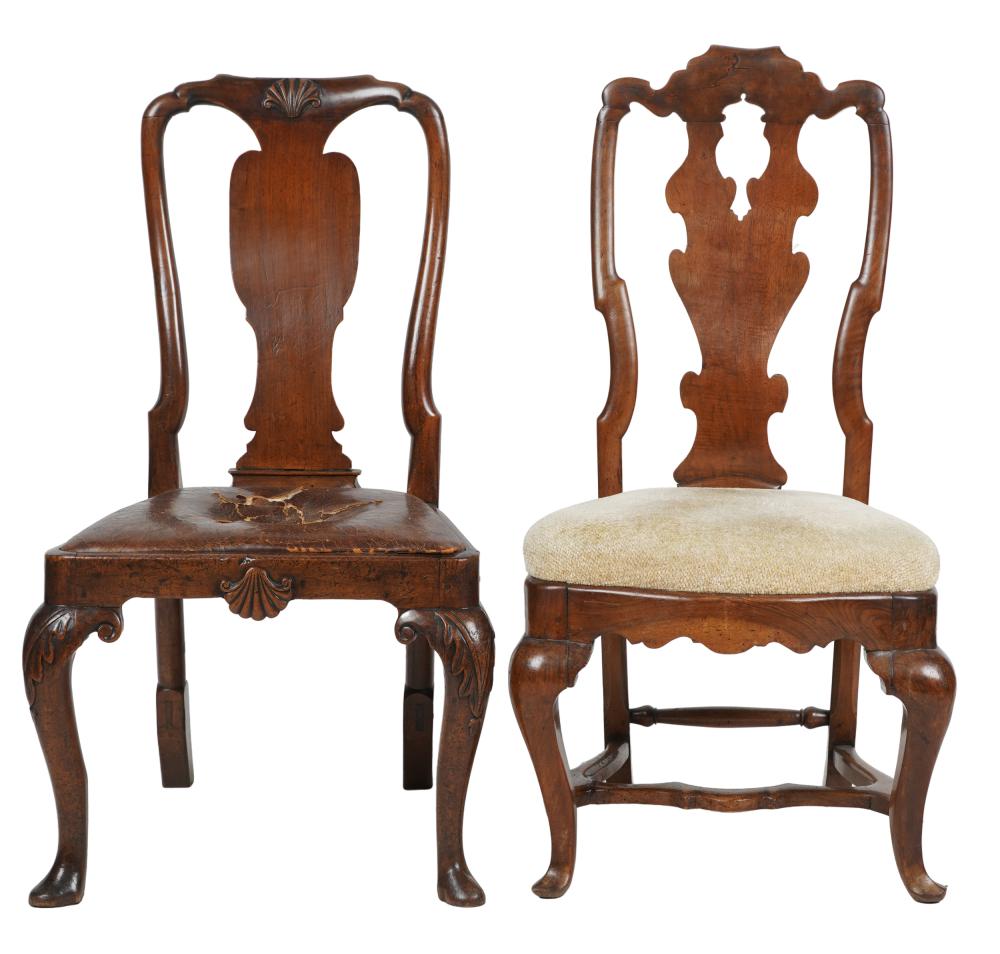 Appraisal: TWO ANTIQUE CARVED SIDE CHAIRSeach in the Queen Anne style