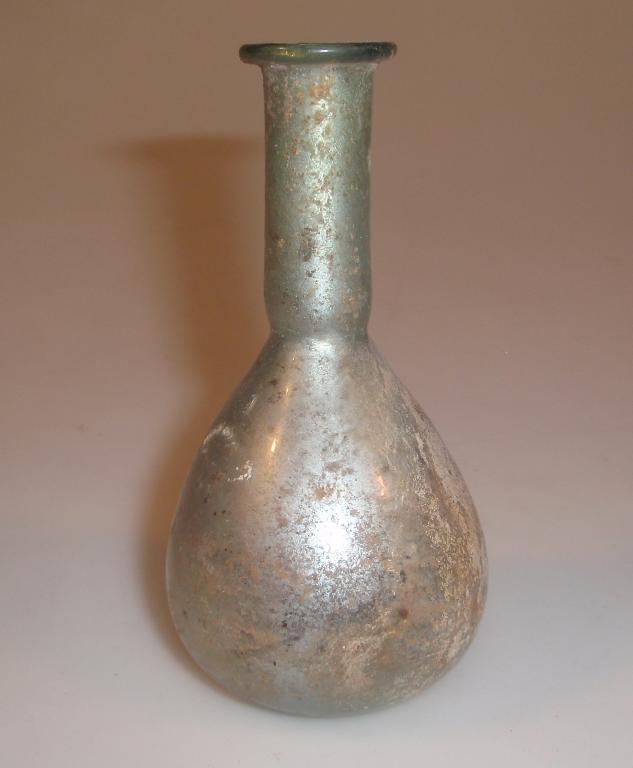 Appraisal: A Roman bluish-green glass perfume bottle or unguentarium the everted