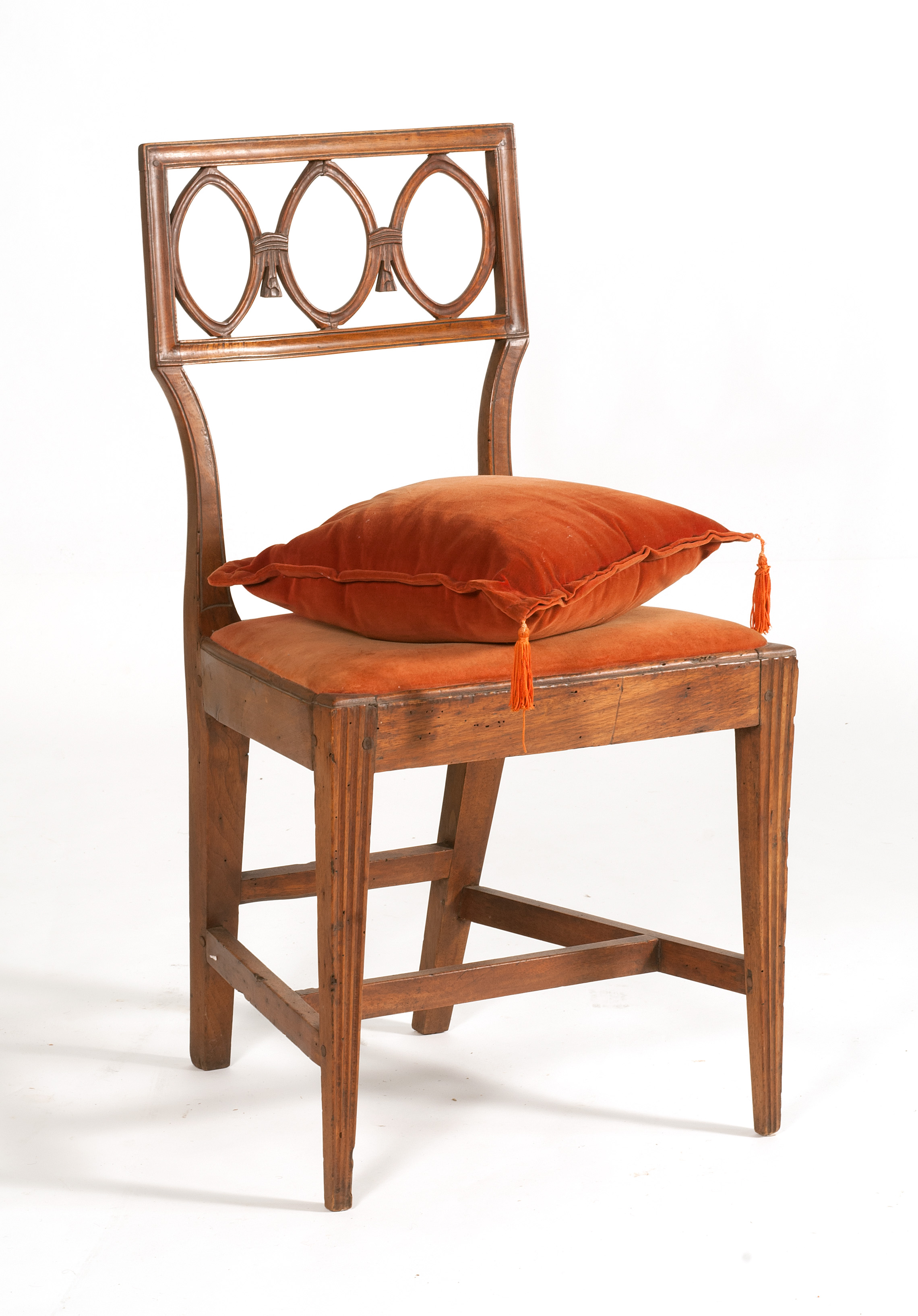 Appraisal: ITALIAN SIDE CHAIR th CenturyWith carved oval and tassel back