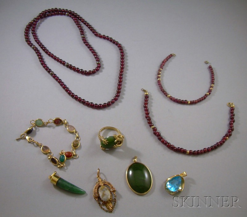 Appraisal: Small Group of Gold and Hardstone Jewelry including a kt