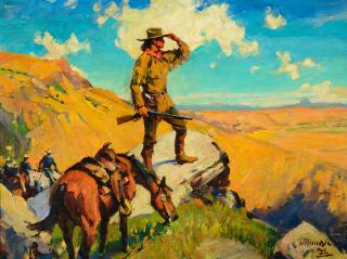 Appraisal: FRANK B HOFFMAN - Pawnee Bill oil on canvas laid