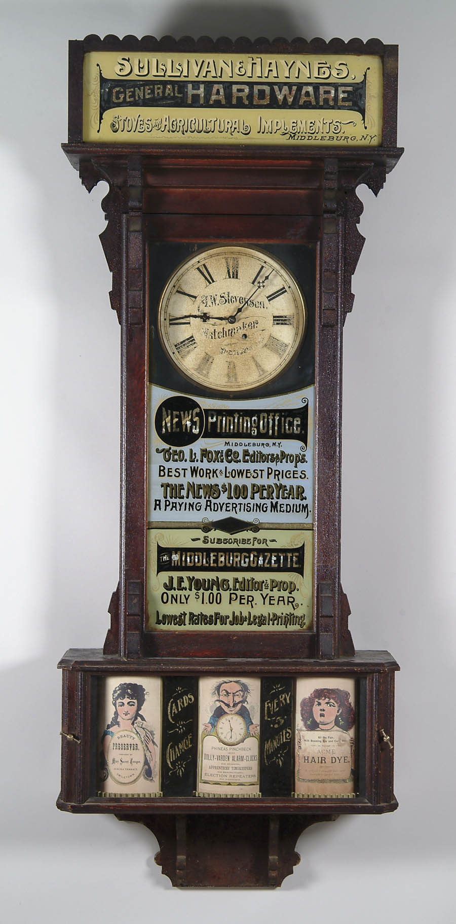 Appraisal: SIDNEY ADVERTISING CLOCK Spectacular wall hanging advertising clock manufactured by