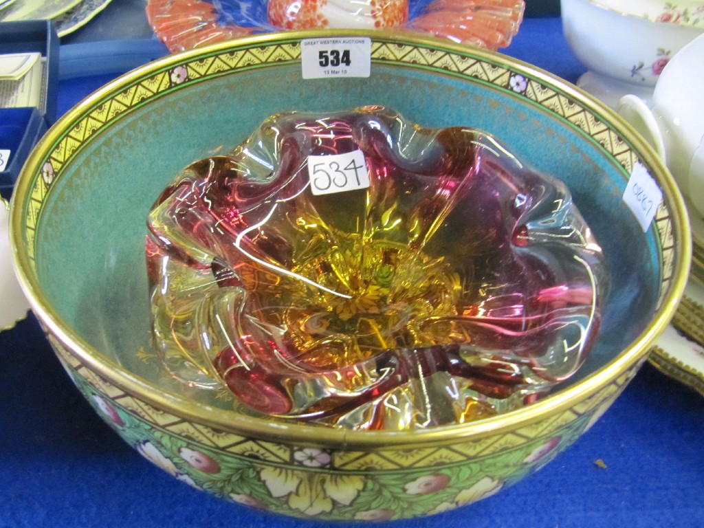 Appraisal: Lot comprising an Minton's bowl and an art glass dish