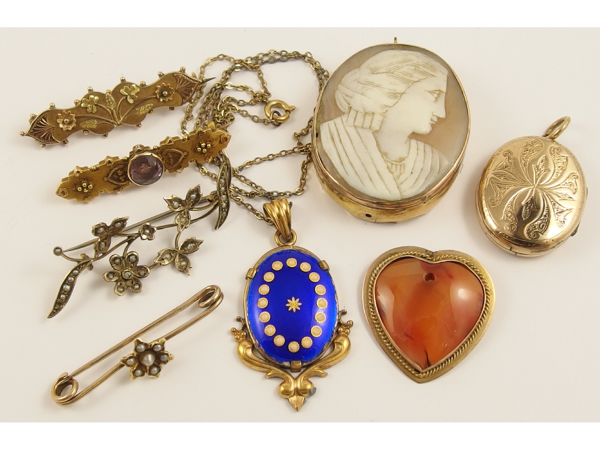 Appraisal: Two ct gold brooches two ct gold brooches and other