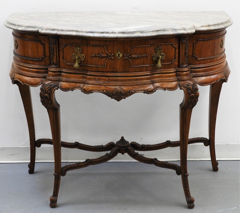 Appraisal: FRENCH FANCY MARBLE TOP COMMODE TABLE France Early th CenturyShapely