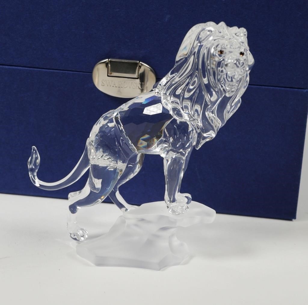 Appraisal: Two crystal lion statues by Swarovski including Lion and the