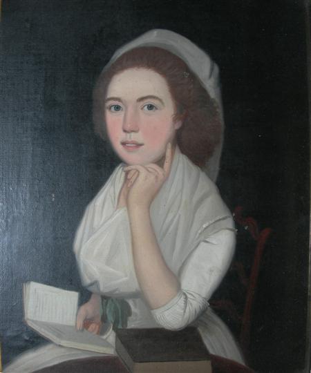 Appraisal: NAIVE SCOTTISH SCHOOL PORTRAIT OF A LADY READING Oil on