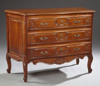 Appraisal: French Louis XV Style Carved Cherry Bombe Commode th c