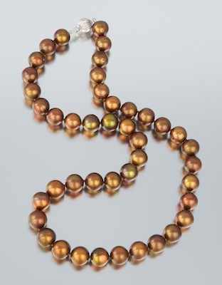 Appraisal: A Beautiful Bronze Color Pearl Necklace k white gold ball