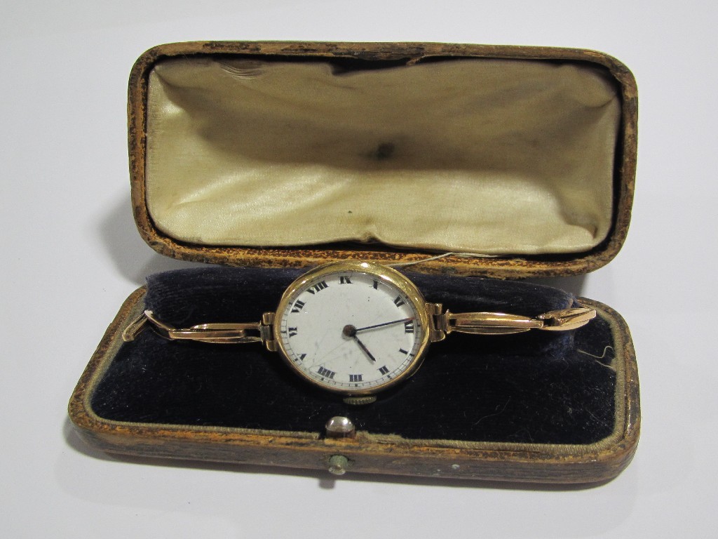 Appraisal: Ladies early th century ct gold cased wrist watch on