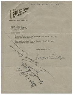 Appraisal: Typed Letter Signed Howard Thurston to Doc Nixon Thurston Howard