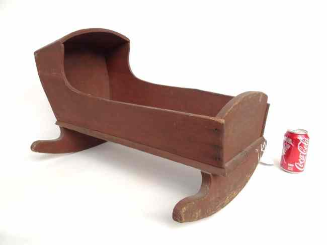 Appraisal: th c pine doll cradle in old red paint ''