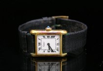 Appraisal: A Second Ladies' Cartier Watch Gold plated sterling case white