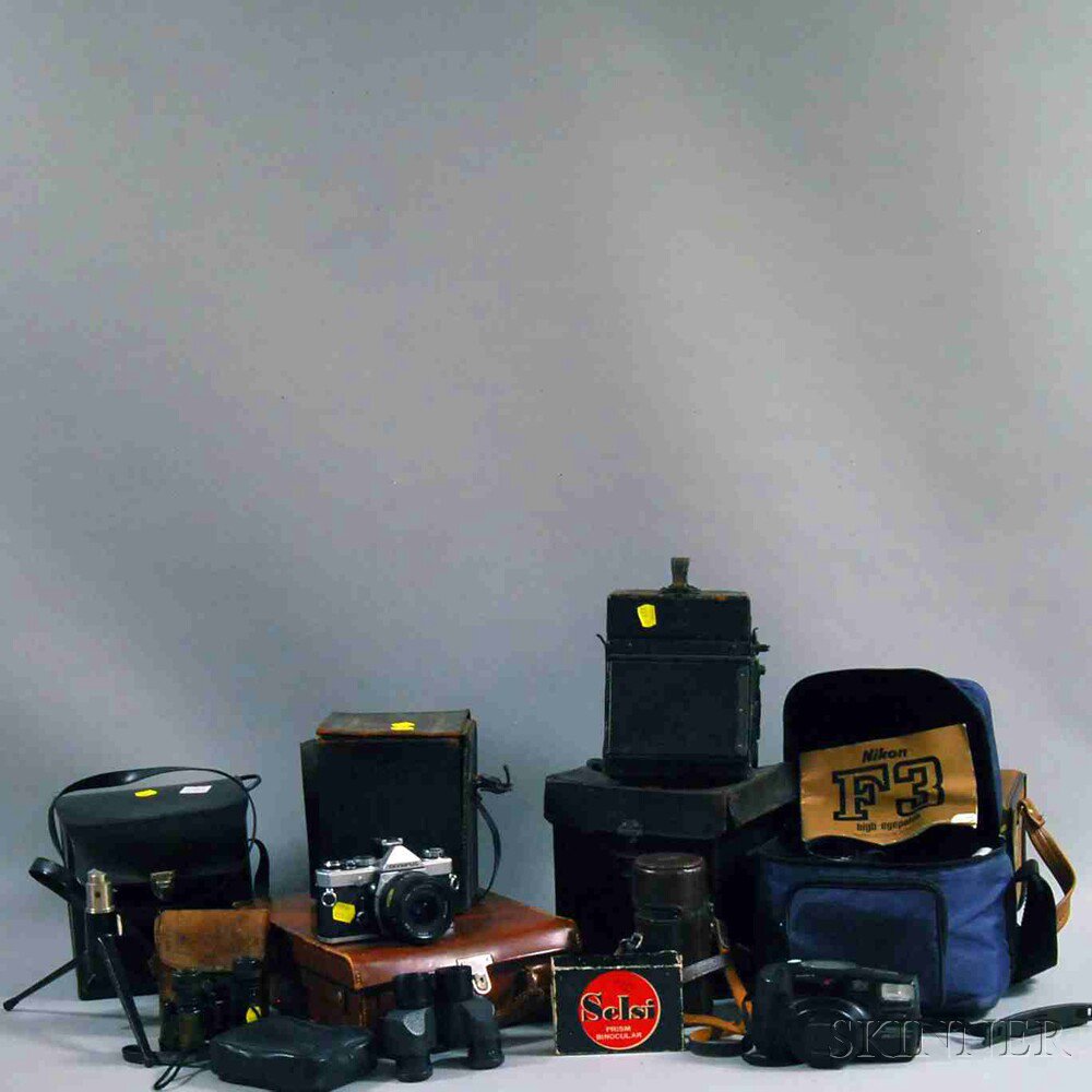 Appraisal: Collection of Cameras and Binoculars three pairs of small binoculars