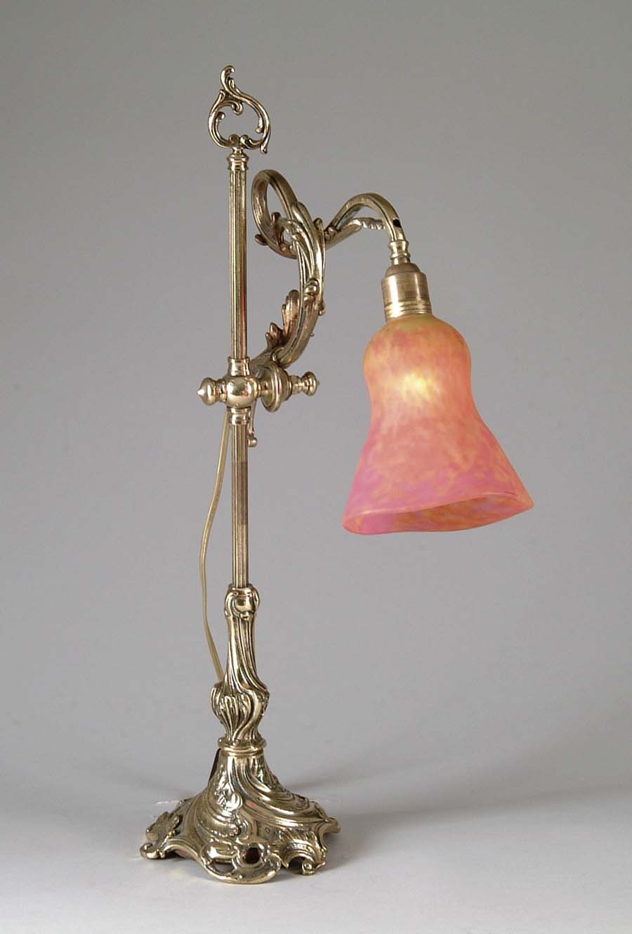 Appraisal: DAUM NANCY DESK LAMP Wonderful brass base is the epitome