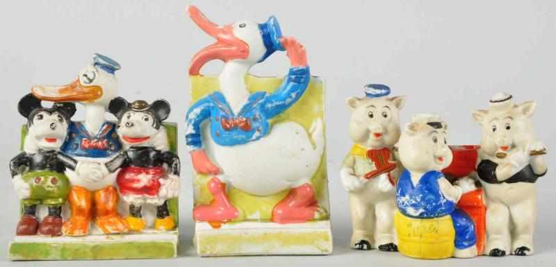 Appraisal: Lot of Disney Character Toothbrush Holders Bisque Includes one Donald