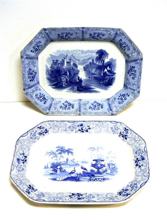 Appraisal: Staffordshire two blue transfer platters J Heath Lake Series ''Ontario''