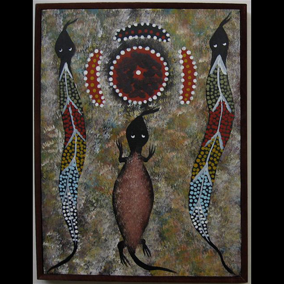 Appraisal: SNAKES AND LIZARD BARNEY DANIELS TJUNGURRAYI - AUSTRALIAN ABORIGINAL OIL