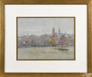 Appraisal: Everett Warner American - watercolor probably Philadelphia waterfront signed lower