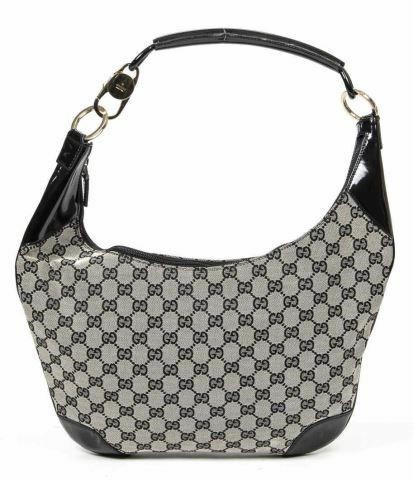 Appraisal: Gucci hobo handbag in grey and black GG monogram canvas