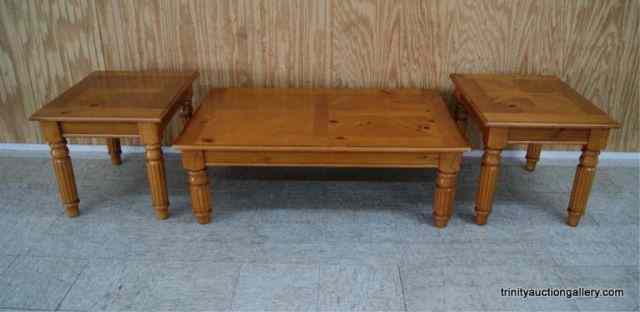 Appraisal: Piece Knotty Pine Coffee End Table SetAll three matching pieces