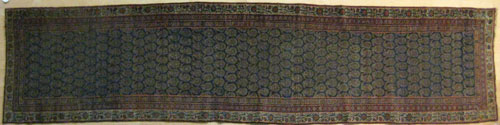 Appraisal: Malayer runner ca with boteh design on a navy field