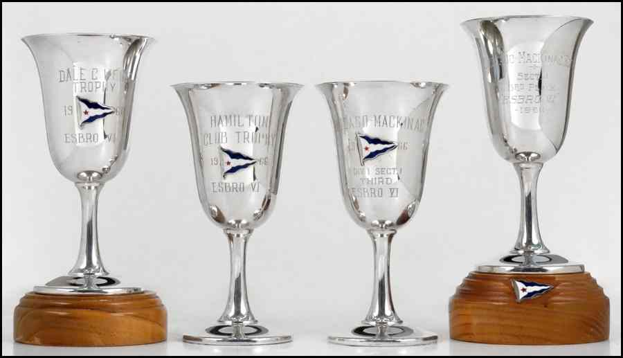 Appraisal: GROUP OF FOUR WALLACE STERLING SILVER AND ENAMEL TROPHY CUPS