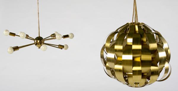 Appraisal: MODERN Two ceiling lamps twelve-arm sputnik and large spherical fixture