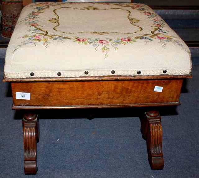 Appraisal: A LATE VICTORIAN WALNUT BOX TOP MUSIC STOOL the hinged