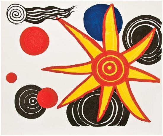 Appraisal: Alexander Calder - Untitled Yellow Sun with Planets print Lithograph