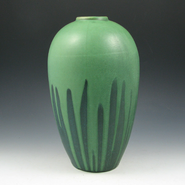 Appraisal: Peters Reed Matte Green Shadow Ware vase with a lighter