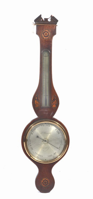 Appraisal: A GEORGE III WHEEL BAROMETER with silvered dial by P