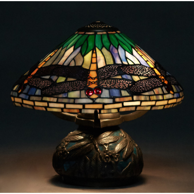 Appraisal: Tiffany Style Leaded Glass Dragonfly Lamp th st c the