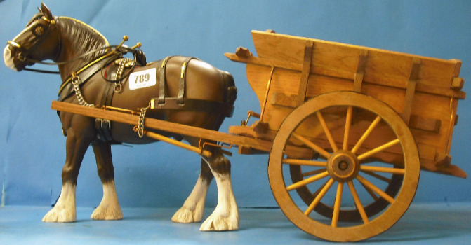 Appraisal: Beswick Large Clydesdale Horse in Working Harness with Wood Cart