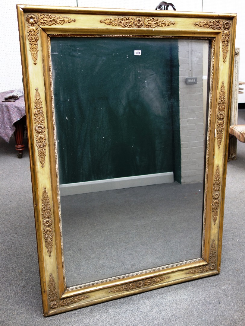 Appraisal: An early th century cream painted rectangular wall mirror with