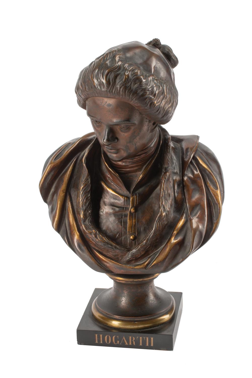 Appraisal: Bronze Bust of Hogarth after Jean-Jules-Bernard Salmson signature inscribed on