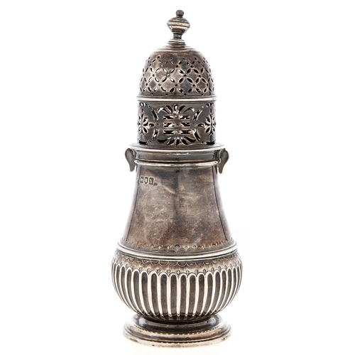 Appraisal: An Edwardian silver baluster sugar caster and cover in Queen