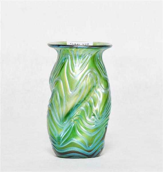 Appraisal: PALLME-KOENIG attributed to VASE circa Green glass with iridescent blue