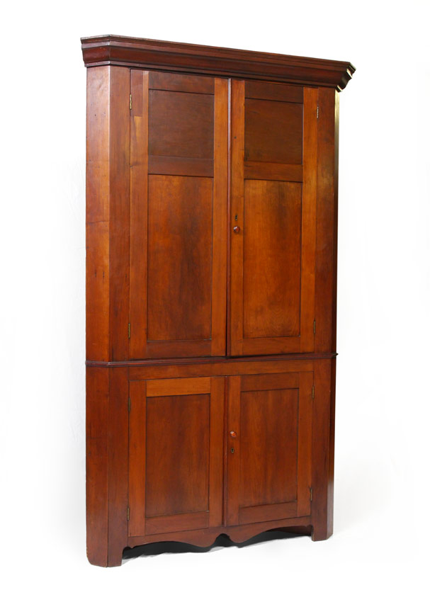 Appraisal: LARGE TH CENTURY CORNER CABINET Top with wood doors and