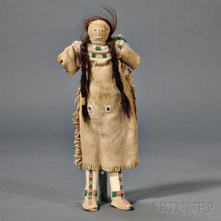 Appraisal: Central Plains Beaded Hide Doll c late th century beaded