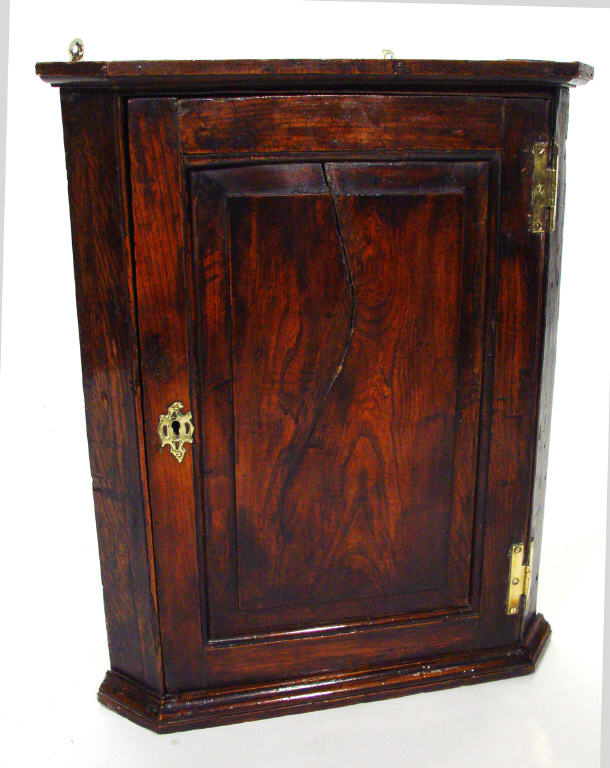 Appraisal: th Century oak hanging corner cabinet cm high cm wide