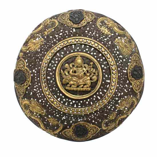 Appraisal: A Tibetan Censer Cover of circular form having pierced foliate