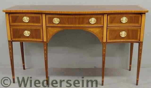 Appraisal: Baltimore Hepplewhite style inlaid mahogany serpentine front sideboard labeled Council