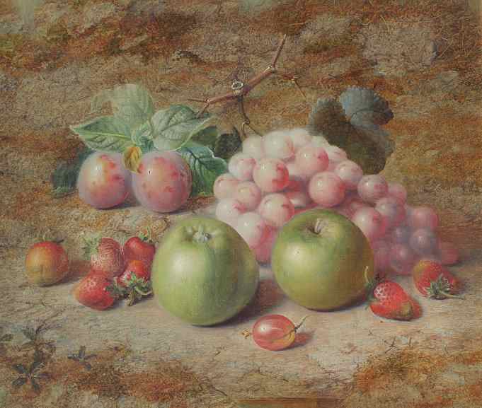 Appraisal: ARCHER Charles British - Still Life with Apples Strawberries Grapes