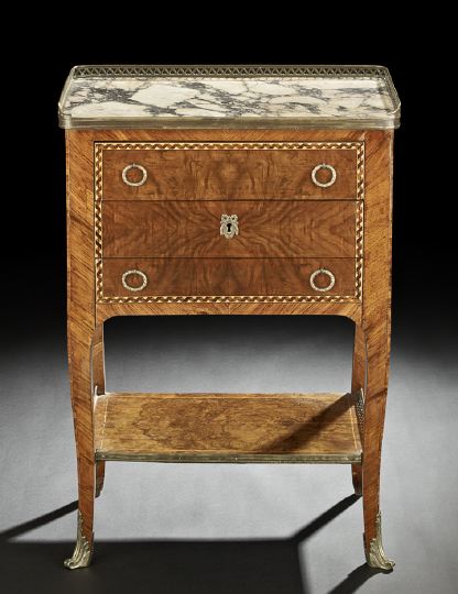 Appraisal: French Kingwood Burlwood and Marble-Top Commode third quarter th century